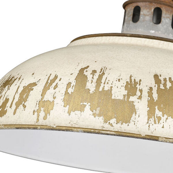 Kinsley Aged Galvanized Steel One-Light Articulating Wall Sconce with Antique Ivory Shade, image 6